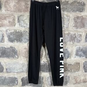 VS Pink Athletic‎ Pants Joggers Woman's XS Black White Spellout Lightweight